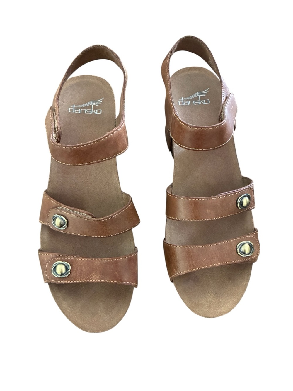 Dansko Savannah Brown Leather Wedge Sandals Size 40 (Size 9 US)
